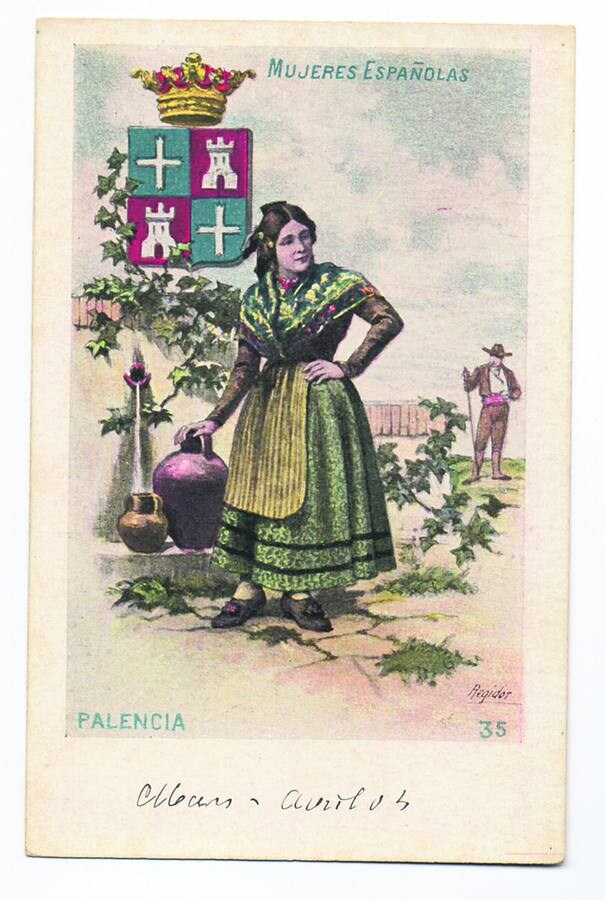 Modelo femenina de Palencia, en una postal de principios del siglo XX.