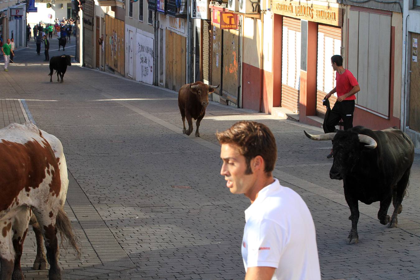 Los toros de la ganadería de Lagunajanada, protagonizaron momentos emocionantes y peligrosos en las calles, al entrar toda la manada disgregada