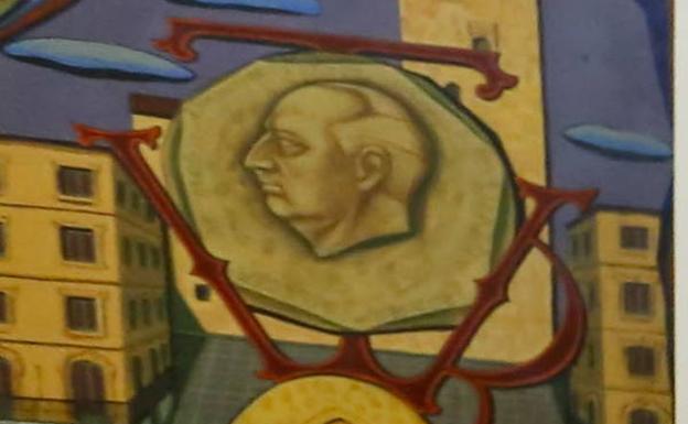 Imagen de Franco en el mural del salón de plenos. 