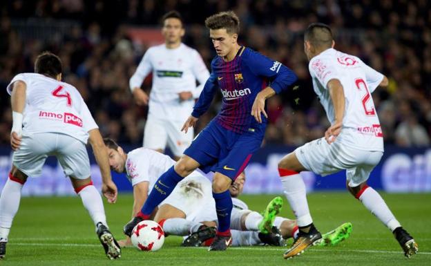 Denis Suárez, en un lance del partido ante el Murcia. 