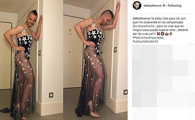 David Muñoz con el vestido de Cristina Pedroche. 