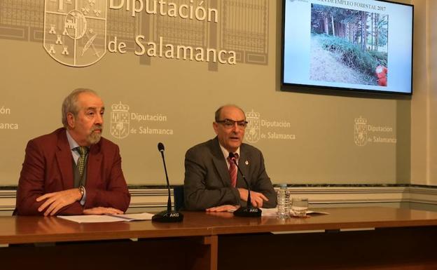 Pedro Grijalba y Manuel Rufino García en la presentación del balance en la Diputación. 