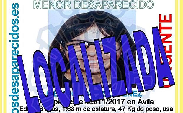Localizada la menor desaparecida en Ávila