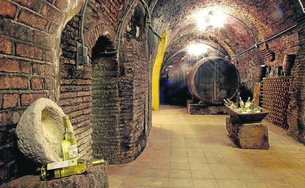 Interior de la bodega Urdil, una de las cuevas adaptadas al visitante. 