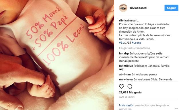 Silvia Abascal da a luz una niña