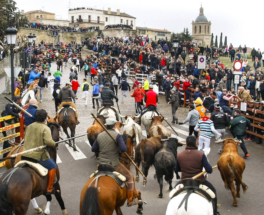 Encierro con caballos con seis toros de la ganadería Emilio Galán Trilla.