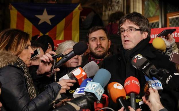 Carles Puigdemont, durante un acto en Lovaina (Bélgica).