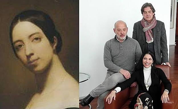A la izquierda, la compositora Pauline Viardot, a la derecha la mezzosoprano Vivica Genaux, sentada y escoltada por Carlos Aragón y José María Viteri. 