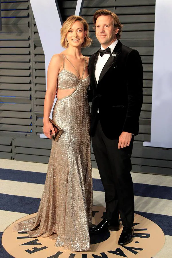 La actriz estadounidense Olivia Wilde posa junto a Jason Sudeikis.