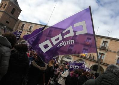Imagen secundaria 1 - Marcha sindical, banderas violeta y mesa informativa de la CNT
