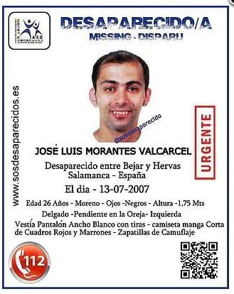 José Luis Morantes Valcarcel, desaparecido desde el 13/07/2007 (desaparecido entre Béjar y Hervas, Salamanca).