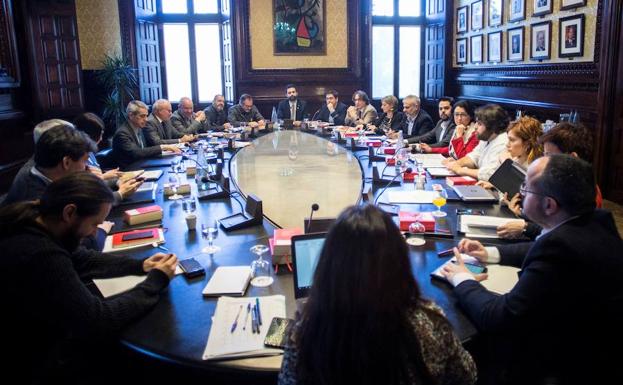 Reunión de la Junta de Portavoces, tras anunicarse la convocatoria del debate de investidura de Jordi Sànchez. 
