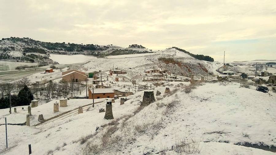 Fotos: La nieve tiñe de blanco el Cerrato palentino