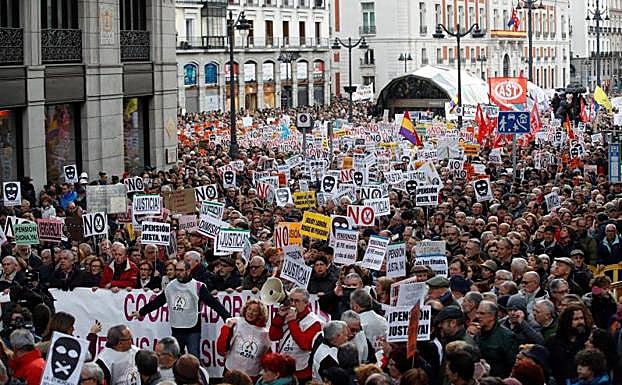 Manifestación en Madrid reclamando una pensiones dignas.