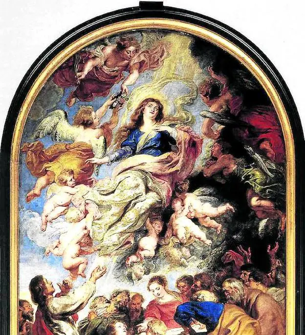 La Virgen María ha sido protagonista de numerosos textos entorno a la Asunción, un pasaje muy rpresentado en la pintura, como en esta obra de Pedro Pablo Rubens (1624-1625) 