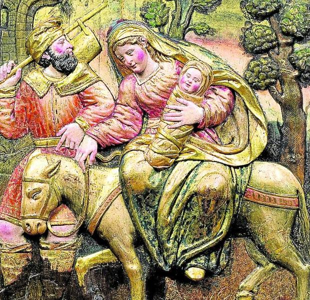 La huida a Egipto, escenificada en este relieve de Nicolás de Brujas y Lucas Forment en el siglo XVI, es una de las historias a la que alude el 'Evangelio pseudo Mateo'