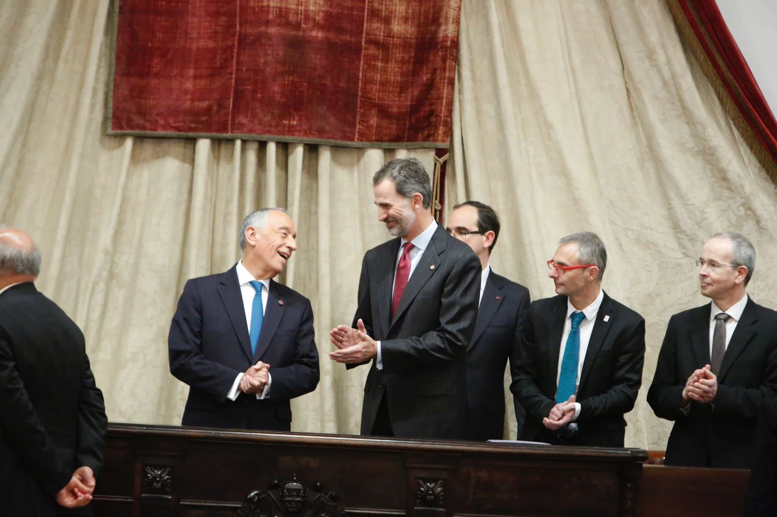 El presidente del Portugal, Marcelo Rebelo de Sousa, concluye en Salamanca su visita de Estado de tres días a España con un acto en el paraninfo de la Universidad más antigua del país en compañía de Felipe VI.