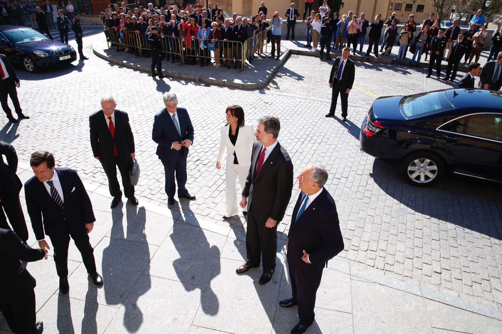 El presidente del Portugal, Marcelo Rebelo de Sousa, concluye en Salamanca su visita de Estado de tres días a España con un acto en el paraninfo de la Universidad más antigua del país en compañía de Felipe VI.