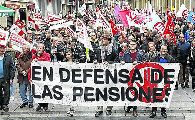 Movilización en Palencia el pasado 15 de abril en defensa de las pensiones.