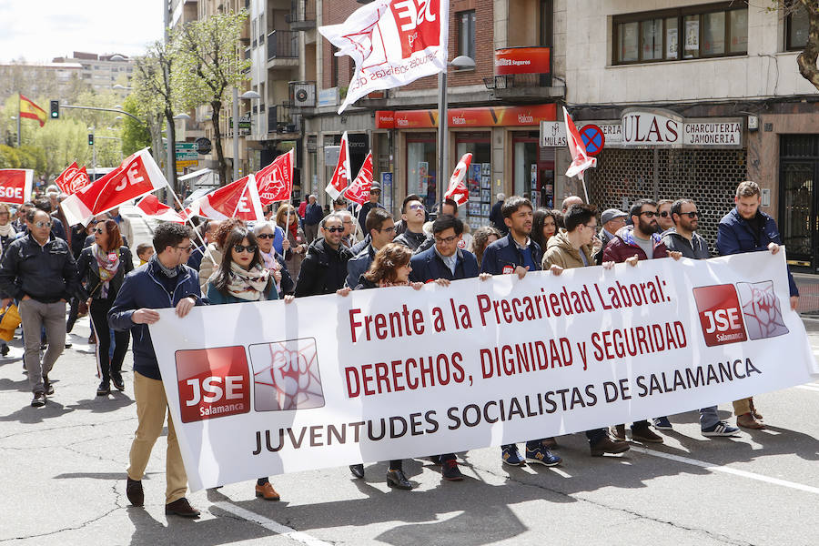 Más de 3.000 personas han recorrido el trayecto desde la Gran Vía hasta la Plaza Mayor reclamando más derechos sociales y bajo la consideración, según los dirigentes sindicales provinciales, de que hay «motivos para más movilizaciones»