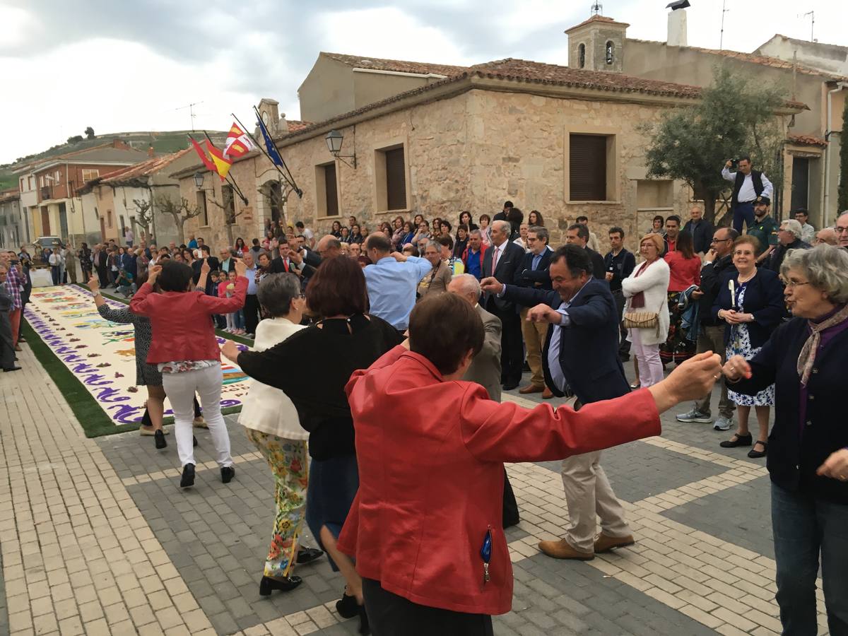 Diecisiete santos desfilaron sobre una alfombra floral confeccionada para su patrón en las fiestas de la localidad