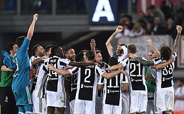 La Juventus celebrando el campeonato de Liga