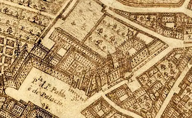 Recorte del plano de Ventura Seco de 1738, con la zona de San Pablo. 