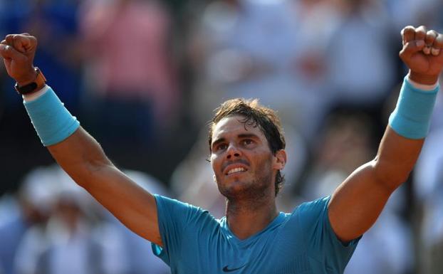 Nadal celebra su victoria ante Del Potro. 