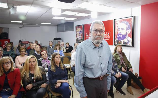 Cándido Méndez, en la sede del PSOE de Salamanca. 