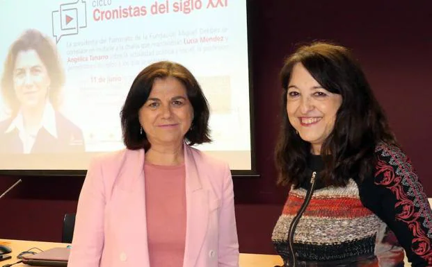 Lucía Méndez y Angélica Tanarro, minutos antes de la conferencia en la Casa Revilla. 