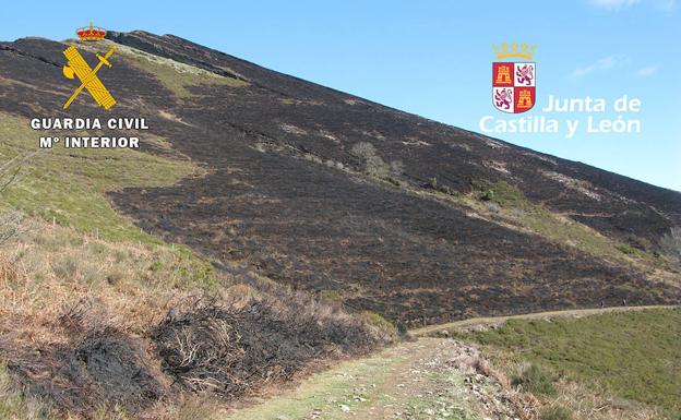 Un ganadero y su hijo menor, investigados por un incendio forestal en 2017 en Nava de Ordunte