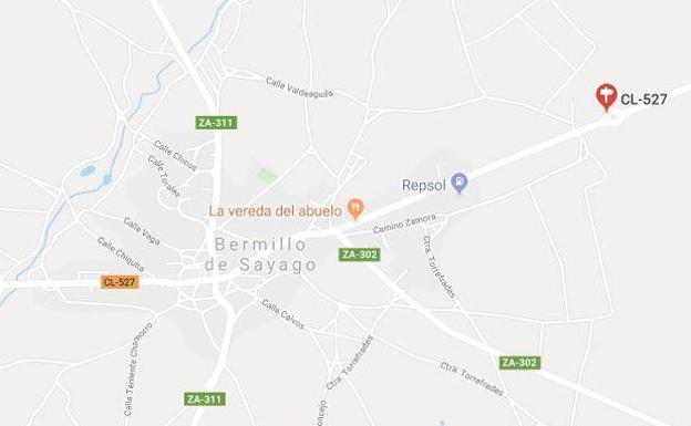 El cartel rojo que aparece en el mapa es el punto exacto del accidente.