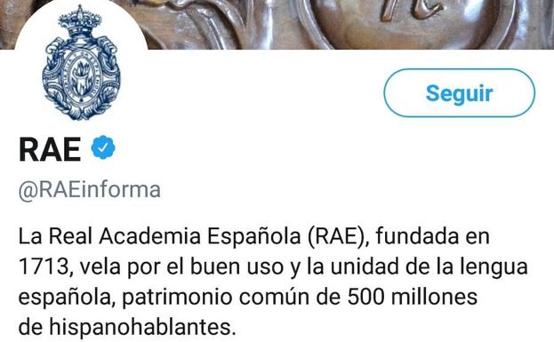 Perfil de la RAE en Twitter. 