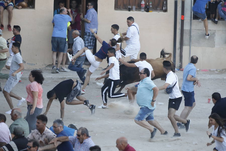 El primer novillo de la suelta ha saltado desde el redondel al exterior y ha sembrado el caos entre los congregados para ver el espectáculo taurino. Finalmente no se han registrado heridos