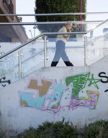 Imagen secundaria 2 - Despectos y pintadas en la pasarela Pedro Gómez Bosque. 