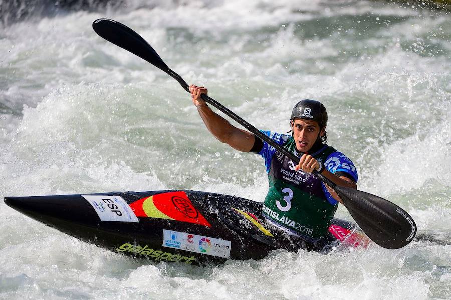 David Llorente, durante una de sus bajadas en el canal de Bratislava.