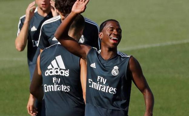 Vinicius, durante un entrenamiento con el Real Madrid. 