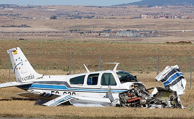 Estado en el que quedó la avioneta siniestrada el miércoles en Segovia. 