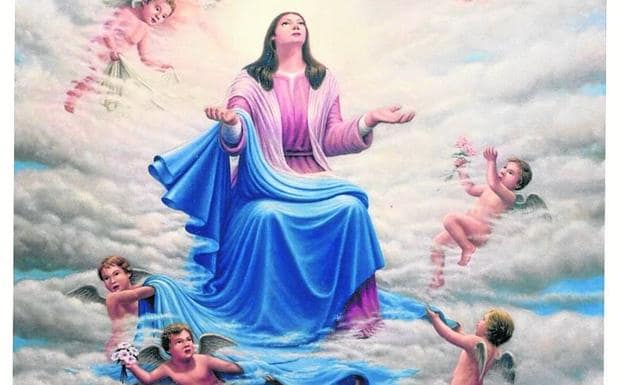 'Virgen Asunta a los cielos custodiada por ocho ángeles''.