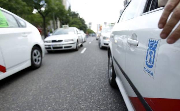 Protesta de taxistas en Madrid. 