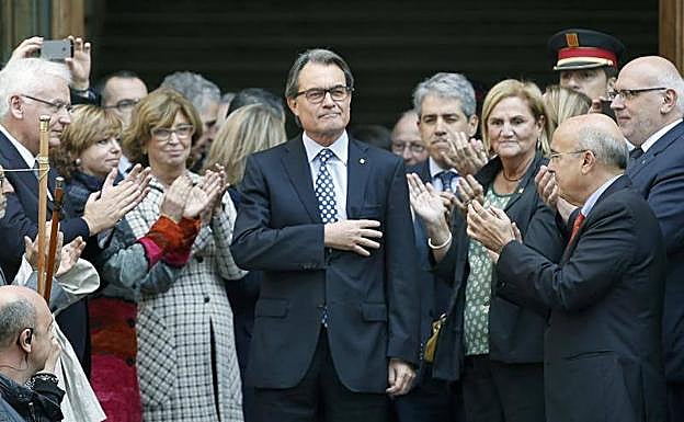 Artur Mas saliendo de declarar ante el TSJC por la organización del 9N, en 2015.