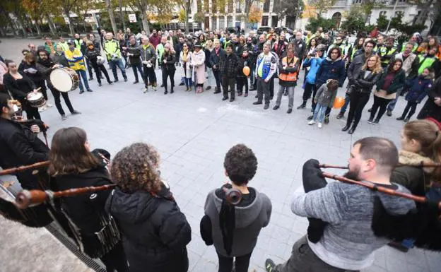 Un momento de la concentración celebrada en Valladolid este domingo. 
