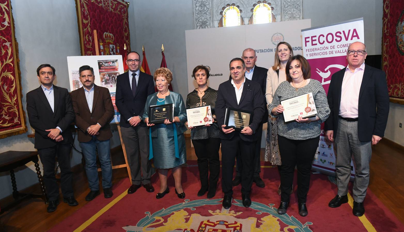 La Flor de Castilla de Medina de Rioseco, Confitería Frias de Olmedo, Supertienda Lucy de Peñafiel y Droguería Milán de Tordesillas reciben los premios de la campaña 'Compra en tu pueblo: tu comercio vecino muy nuestro'