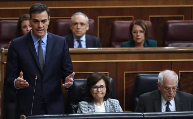 El presidente del Gobierno, Pedro Sánchez, durante la sesión de control en el Congreso de los Diputados.