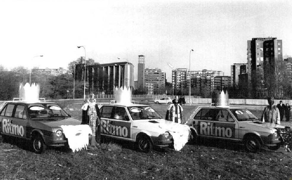 Melchor, Gaspar y Baltasar llegaron a Valladolid a principios de los años 80 a los mandos de un Seat Ritmo, coche de la época.