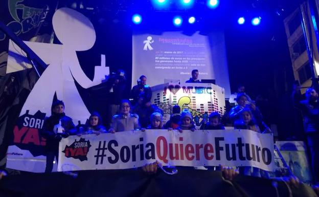 Manifestación celebrada en la tarde de este viernes en Soria contra la despoblación. 