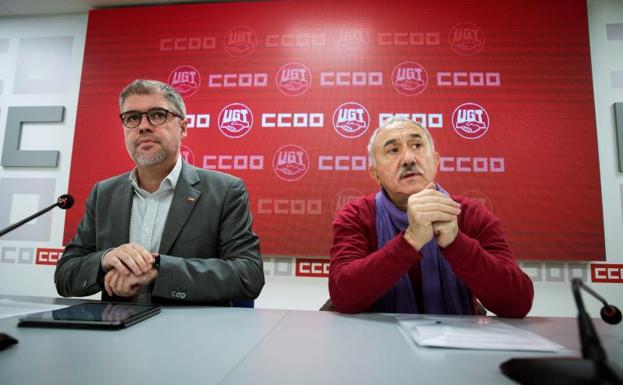 Unai Sordo (i) y Pepe Álvarez, durante la rueda de prensa.