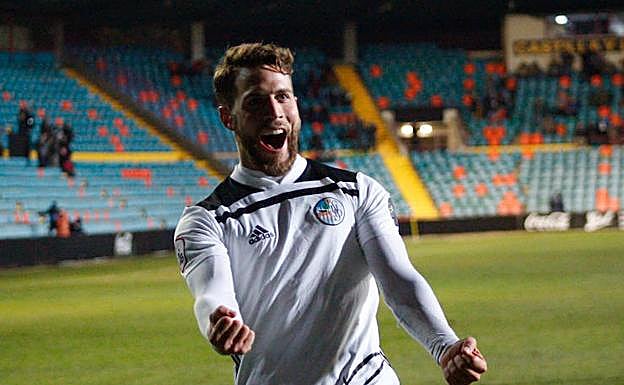 Iván Calero, autor de dos goles ante el Celta B. 