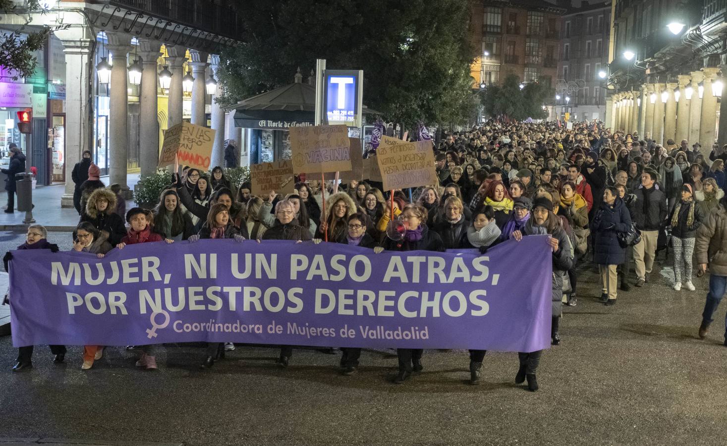 Bajo el lema 'Ni un paso atrás en igualdad', cientos de personas se han manifestado por el centro de la ciudad 