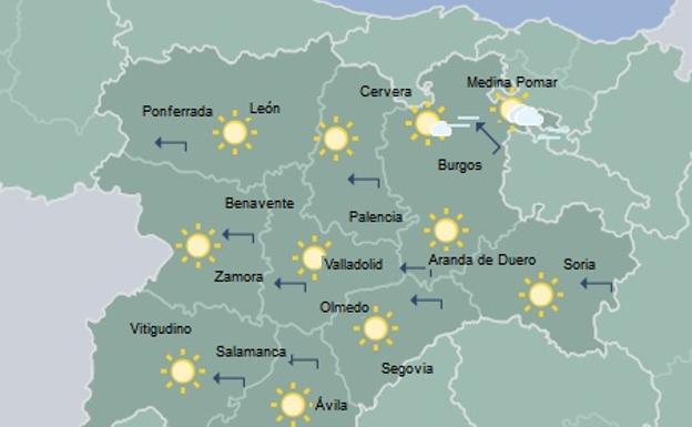 Mapa del tiempo de la AEMET para este viernes en Castilla y León.